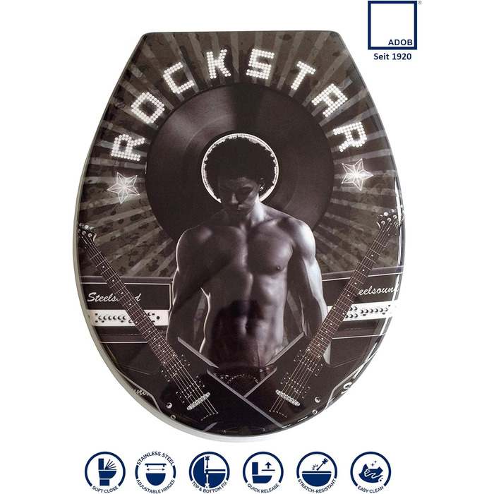 Унітазна кришка Duroplast Rockstar з мікроліфтом, знімна, 59825