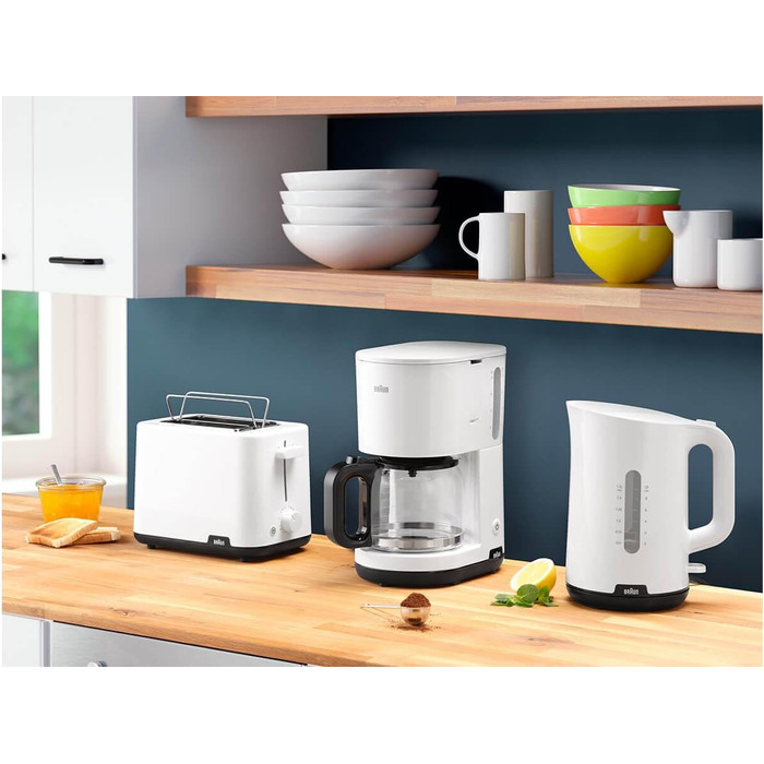 Тостер Braun Breakfast 1 HT1010WH Білий: 2 слоти, 8 режимів, підігрів булок, пластик, 900 Вт