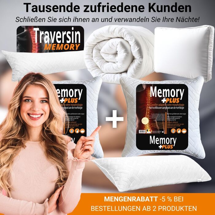 Ортопедична подушка для шиї з Memory Foam 40x60 см. Подушка від болю в шиї, віскоеластична, 60х40/60х60 см. GARANTIE