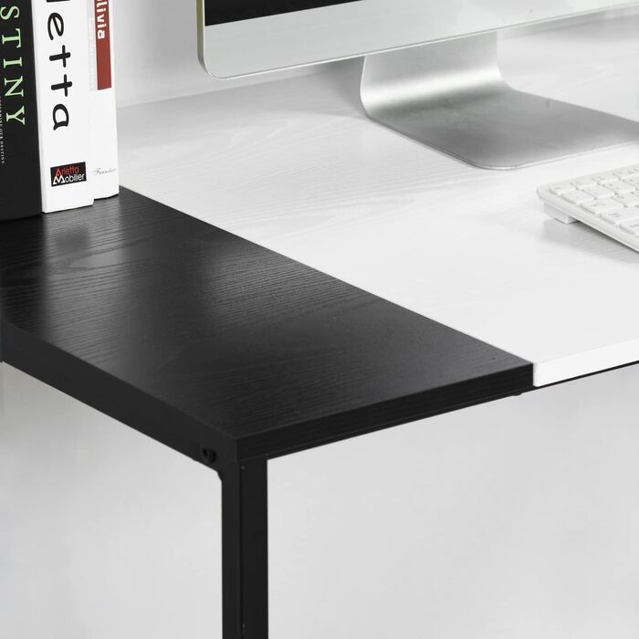 Письмовий стіл з полицями FurnitureR 120x60x74 см, дерев'яний та металевий, для дому, офісу, вітальні, індустріальний стиль, чорно-коричневий