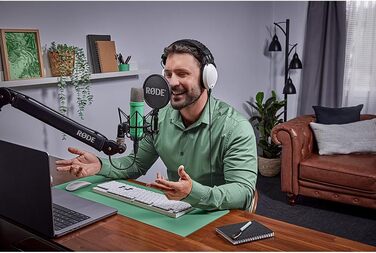 RØDE NT1 Signature Series студійний конденсаторний мікрофон з великою діафрагмою, shockmount, поп-фільтром та XLR-кабелем для музики, вокалу, стрімінгу й подкастингу (зелений)