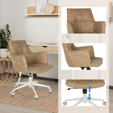 Крісло для домашнього офісу / поворотне крісло SOLAO LIFE W Fabric Beige Hjh LIVING