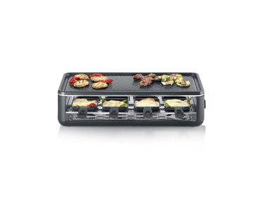 Ракле-гриль SEVERIN RG 2365 Black Line Lite для 8 осіб з антипригарною гриль-панеллю та глибокими піддонами, посудомийка-safe