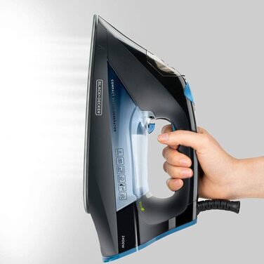 Праска парова BLACK+DECKER BXIR2401E, 2400 Вт, пластик, чорна/синя, резервуар 230 мл