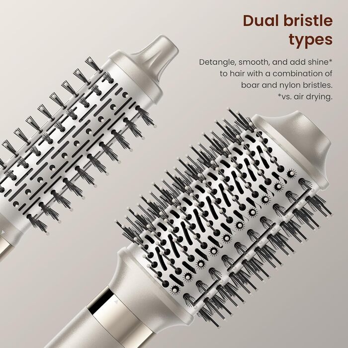 MESCOMB 5-в-1 Airstyler та Hairstyler: Фен-щітка з іонізацією, автоматичний локонів та об'ємна щітка – Швидке сушіння, укладка для локонів, об'єму та вирівнювання без пошкоджень | Легкий та ідеальний для дому, колір шампань-золото