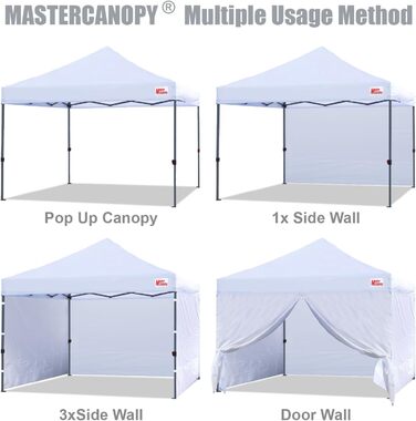Павільйон розкладний MASTERCANOPY 2,5x2,5 м з 4 стінками, білий, для ринку, саду та двору