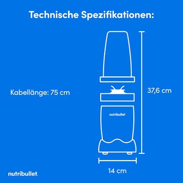 Nutribullet Pro 900 Блендер для смузі та коктейлів, 900 Вт, сірий (NB904MASN) - професійний міксер для фруктів та овочів