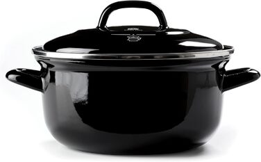 BK Indigo Каструля кругла емальована з кришкою, 24 см, 4,2 л, керамічне антипригарне покриття без PFAS, для індукції, духовки та посудомийної машини, чорна
