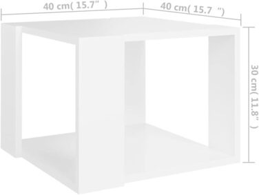 Журнальний стіл vidaXL білий 40x40x30 см, деревостружковий, для вітальні, кавовий стіл, приставний стіл