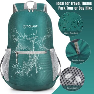 ZOMAKE ультралегкий складний рюкзак 20 л, водонепроникний, для походів, компактний, для жінок і чоловіків, темно-зелений