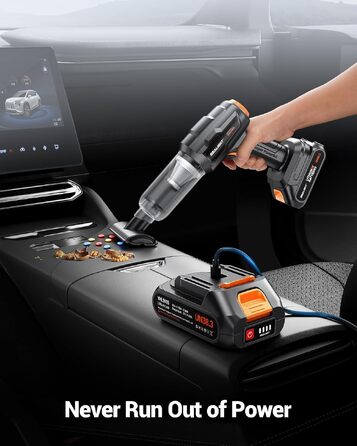 Акумуляторний ручний пилосос SEALIGHT Mini для авто та дому, 35000Па, безщітковий двигун, 60 хв роботи, 2 змінні батареї, Midnight Black