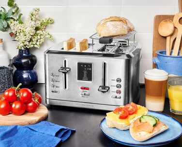 Тостер електричний GASTROBACK Design Toaster Digital 4S, 4 тости, нержавіюча сталь, сріблястий, 7 програм, LCD-дисплей, 950 Вт
