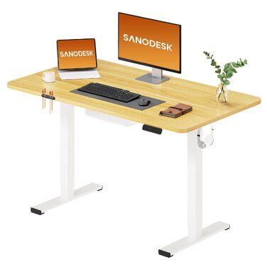 Ергономічний електричний стіл SANODESK 120x60 см з регулюванням висоти для дому та офісу (Акація)
