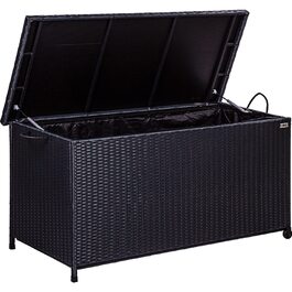 Ящик для подушок STILISTA® з ротангу (поліротанг) 122x62x56 см з кришкою, автоматичним підйомним механізмом, внутрішньою підкладкою, колесами та ручками, 4 кольори