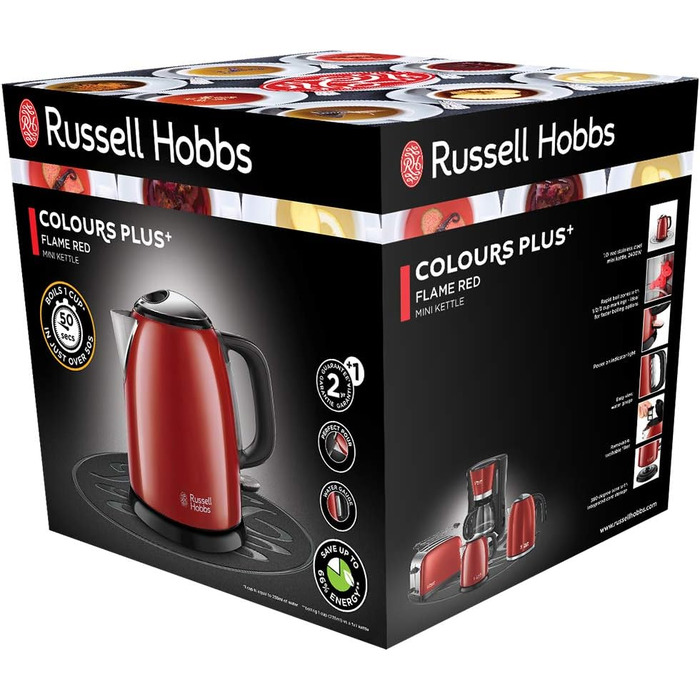 Тостер Russell Hobbs Colours+ нержавіюча сталь, 2 широкі слоти, розморожування, 6 режимів, 1000 Вт