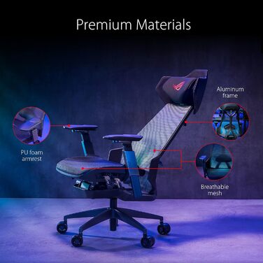 Ігровий крісло ASUS ROG Destrier Ergo (чорний) з регульованими підлокітниками та підтримкою попереку