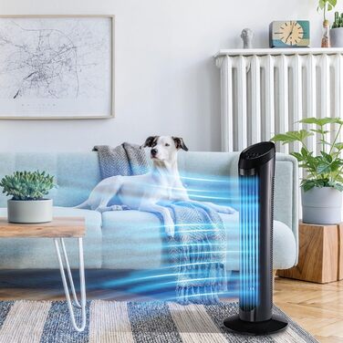 Торговий вентилятор HOMCOM 45 Вт, 3 швидкості, тиха робота, 70° обертання, ABS пластик, чорний, Ø27 x В75 см