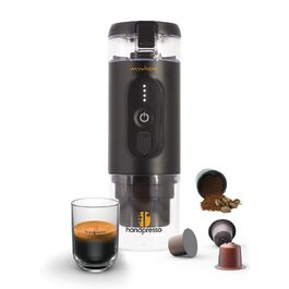 Handpresso E-Presso 21700: Портативна акумуляторна кавомашина для еспресо (капсули/мелена кава) з USB зарядкою, 60 мл