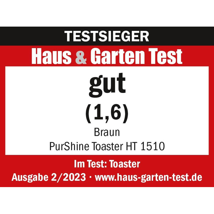 Тостер Braun PurShine HT1510 White – 2 відділення, 8 режимів підсмажування, розморожування, підігрів, висувний піддон для крихт, 900 Вт