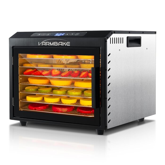 Сушарка для овочів та фруктів електрична 800W, 36 лотків (29x29 см), 2 яруси, нержавіюча сталь, 30-90°C