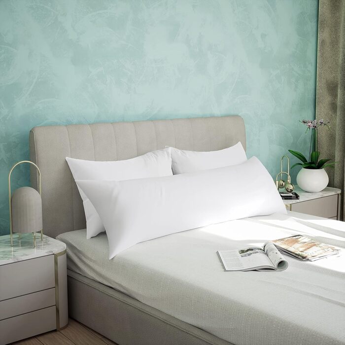 Подушка для вагітних та сну Utopia Bedding 40x145 см, м'яка подушка-обіймашка з наповнювачем з порожнистого волокна для підтримки тіла та сну на боці, біла