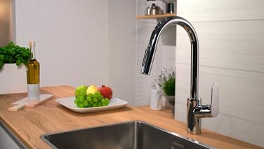 Змішувач кухонний Hansgrohe Focus M41 з висувним гусаком 160 мм, поворотний на 360°