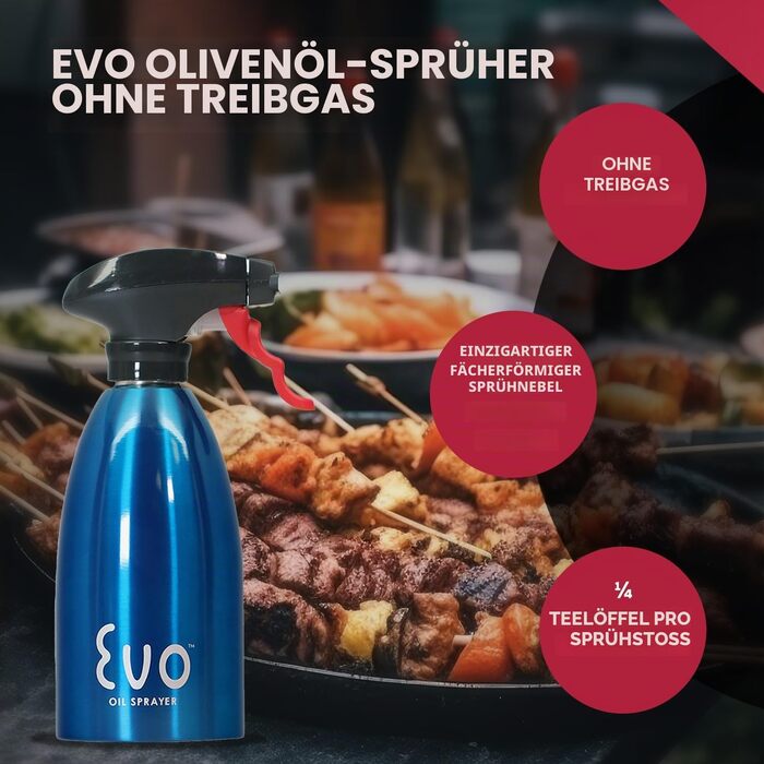 Спрей-розпилювач для олії Evo Oil Sprayer 8113BLK, пляшка для кулінарних та оливкових олій, 473 мл, синій