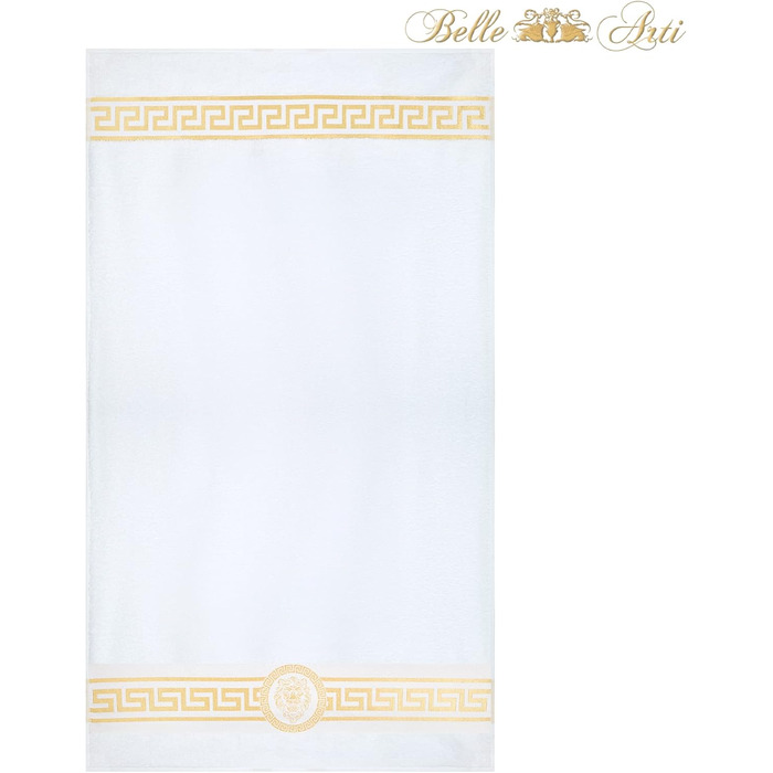 Рушники Belle Arti Premium з меандром, левами та амфорами, махрові, бавовна, набір 2 шт 70x140 см, чорні, для душу, сауни та гостей