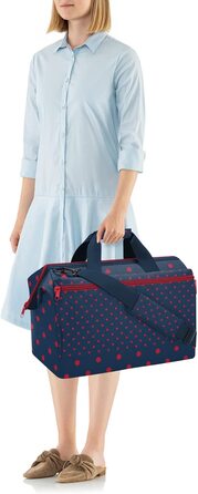 Сумка Reisenthel Allrounder L Pocket, універсальна дорожня та робоча докторська сумка з кишенею, для подорожей, роботи та відпочинку, з функцією кріплення на валізу, червона з принтом Mixed Dots