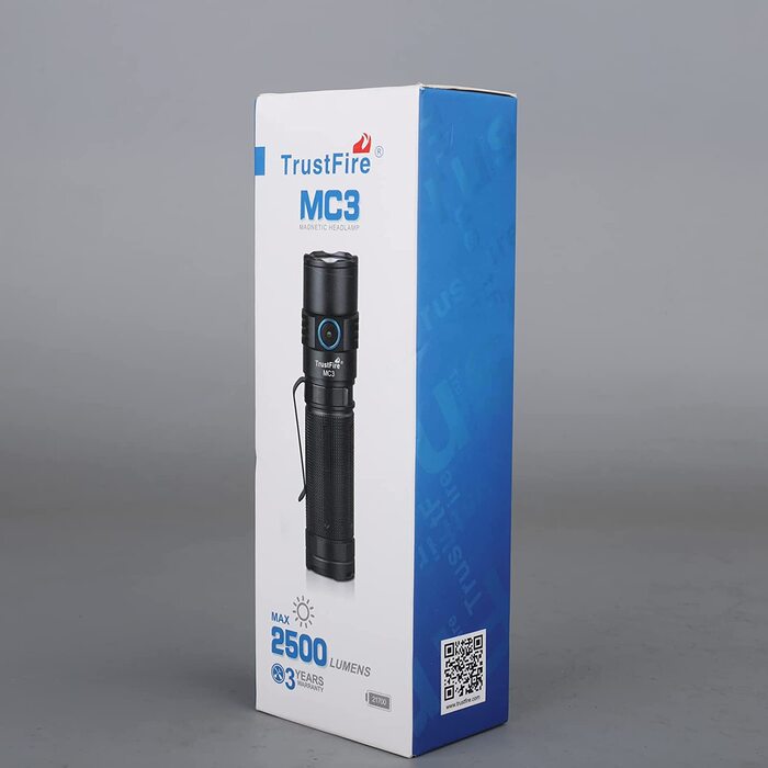 TrustFire LED ліхтарик MC3, надяскравий 2500 люмен, тактичний, IP68, акумулятор 21700, 5 режимів, міні-ліхтарик для полювання та надзвичайних ситуацій, чорний