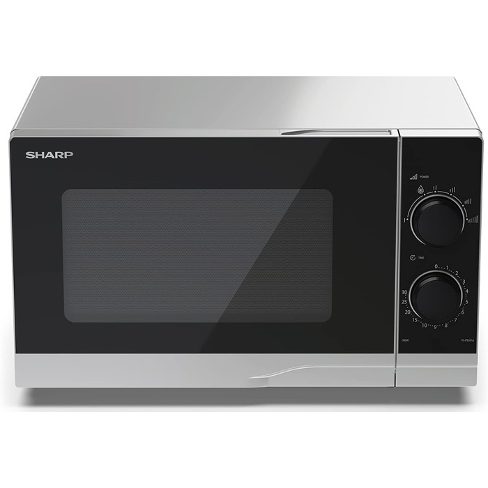 Мікрохвильова піч SHARP PS201AES, 700 Вт, 6 режимів, розморожування, 455x274x329 мм, срібляста