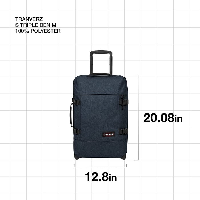 Валіза Eastpak TRANVERZ S 42 л, 51×32,5×23 см, синя джинсова