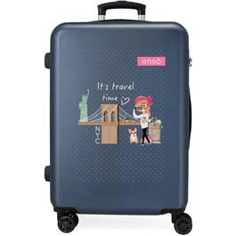 Середній валіз Enso Travel Time, синій, 46x65x23 см, жорсткий пластик, 56 л, 3 кг, з кодовим замком і 4 колесами