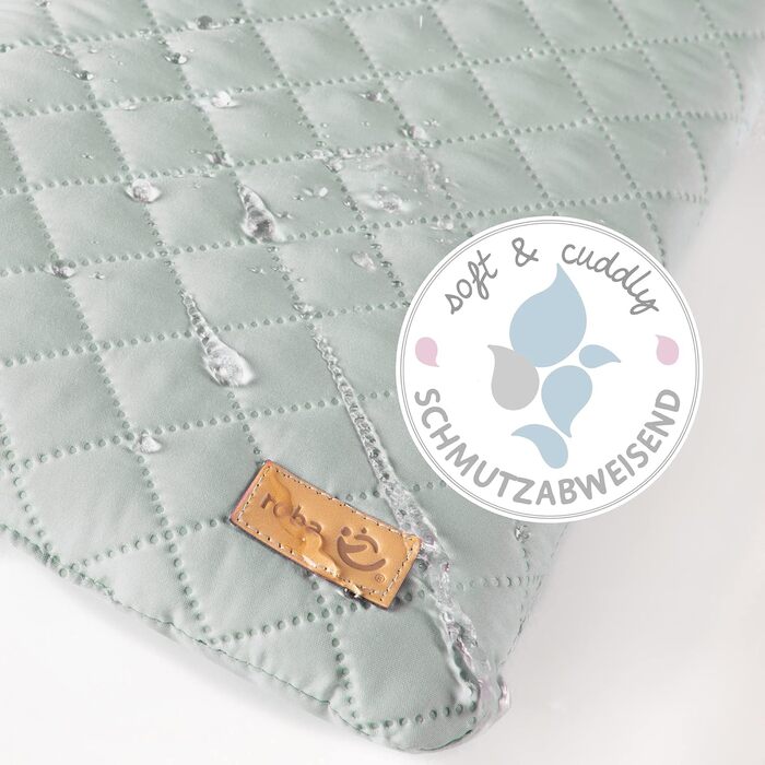 Дитячий шестикутий манеж з дерева roba Style frosty green, 3-рівнева регулювання, мобільний, на колесах, з матрацем, білий