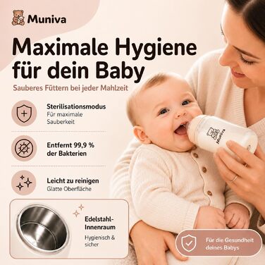 Портативний підігрівач пляшечок для годування Muniva® на 450 мл з режимом підтримки тепла, для подорожей