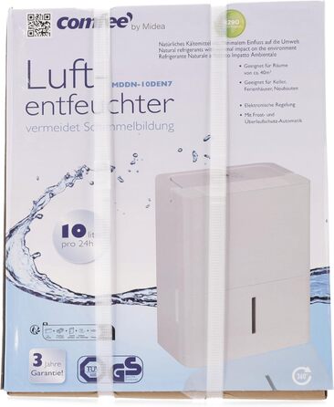 Осушувач повітря Comfee 10 л/24 год для приміщень до 16 м² з LED-дисплеєм, проти вологи та цвілі, модель MDDN-10DEN7