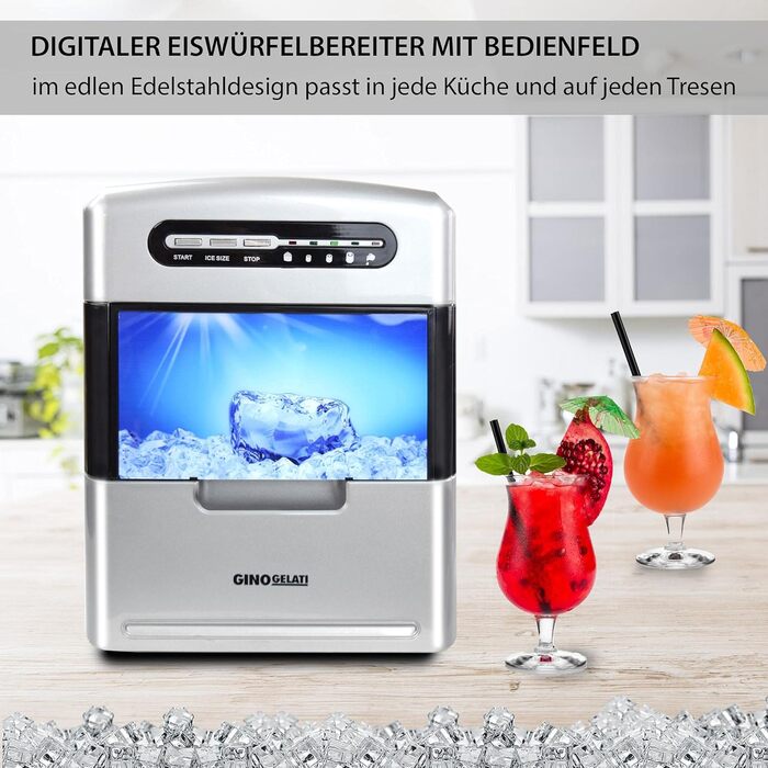 Льодогенератор Syntrox Germany GG-185W, цифровий, нерж. сталь, 150 Вт, 3 розміри кубиків льоду