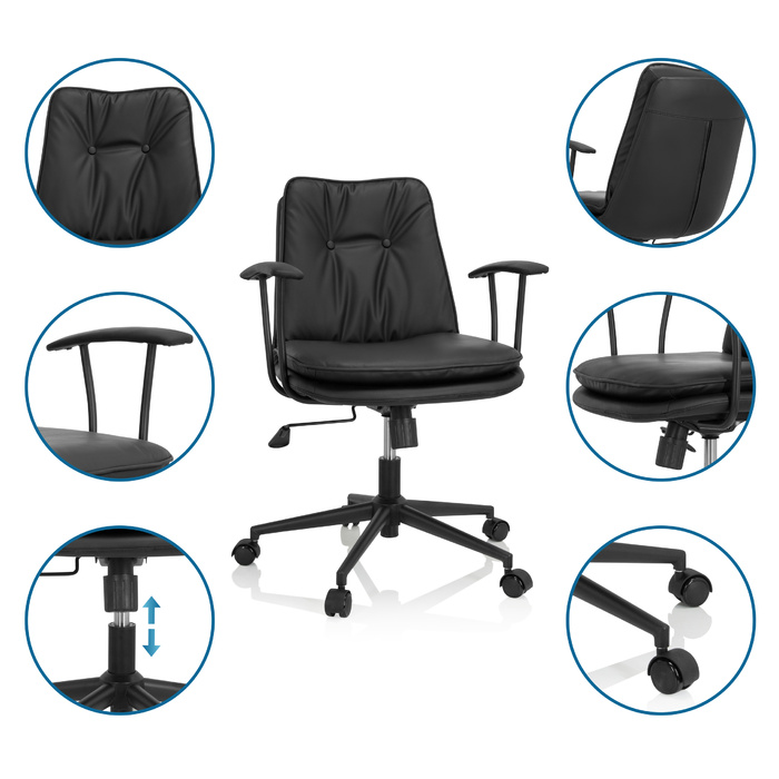Офісне крісло / поворотне крісло SMALLO зі штучної шкіри чорний hjh OFFICE