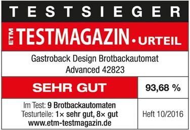 Хлібопіч Gastroback 42823 Design Advanced, 18 програм, нержавіюча сталь, автоматичний дозатор, для 500/750/1000 г, таймер, оглядове вікно, срібляста