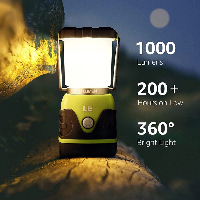 LED кемпінговий ліхтар, ультраяскравий 1000 лм, 4 режими, диміруємий прожектор, на батарейках, для аварій, відключень світла, туризму, 2 шт.