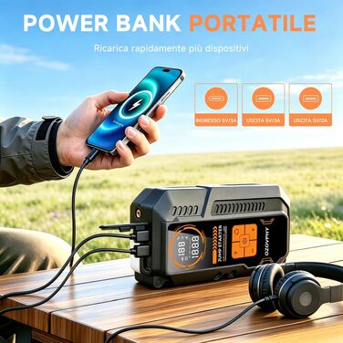 Пусковий пристрій (бустер) для авто 8000A з компресором 150 PSI та функцією Powerbank
