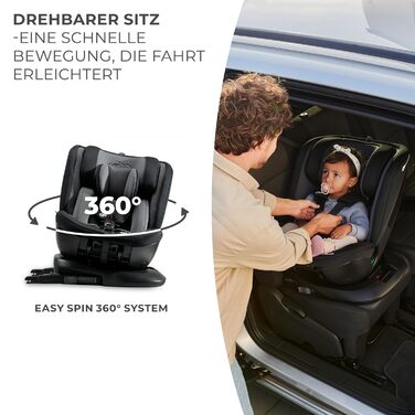 Дитяче автокрісло Kinderkraft XPEDITION2 I-Size 40-150 см, 0-36 кг, обертання 360°, ізофікс, регульована спинка, чорне