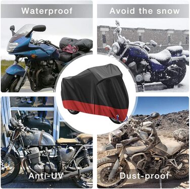 Водонепроникний чохол для мотоцикла 210D Oxford, захисна накидка для Harley-Davidson, Suzuki, Yamaha, 3XL (265×105×125 см), червоний, для вулиці, захист від подряпин
