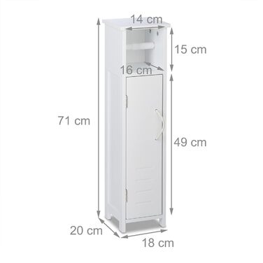 Підлоговий тримач для туалетного паперу Relaxdays, білий, з полицею, 71x18x20 см, шнурова ручка, шафка для туалетного паперу, МДФ