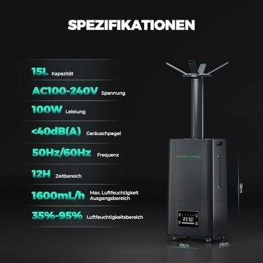 Увлажнитель воздуха MARS HYDRO Plant Humidifier 6L с таймером, регулировкой влажности и бесшумной работой для теплиц, гроубоксов и комнатных растений