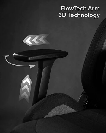 Ігрове крісло SENSE7 Sentinel, ергономічне, регульоване лордозне підбиття, нахил, гойдалка, тканина, до 150 кг, чорне-сіре