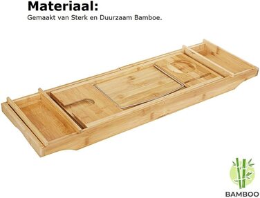 Бамбукова полиця для ванни та сніданковий столик Decopatent 2 в 1 з розкладними ніжками