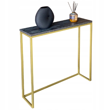 Золотий консольний туалетний столик GLAMOUR 68x18x82, стільниця чорний бетон