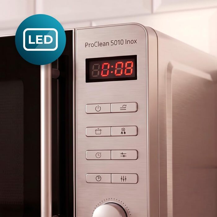 Мікрохвильова піч Cecotec Proclean 5010 Inox Wave, 20л, 1150 Вт, нержавіюча сталь, 8 програм, LED-дисплей
