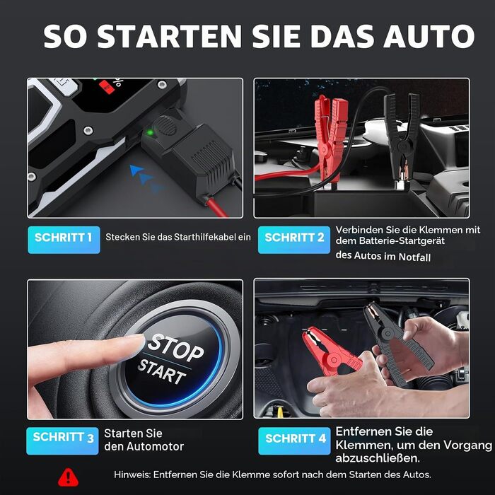 Бустер автомобільного акумулятора ACEZUK 4000A 12V — Пусковий пристрій (Jump Starter) для авто, SUV, мотоциклів та газонокосарок (до 7.0L бензин / 5.5L дизель) з LED-ліхтарем та цифровим дисплеєм
